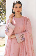Baby Pink Embroidered Printed Dhanak with Chamki 3-Piece Suit– Unstitched