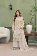 Beige Cream Embroidered Piece Suit with Crinkle Dupatta 3-Piece Suit