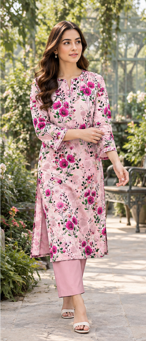Blush Pink Unstitched Printed Lawn 2-Piece Suit