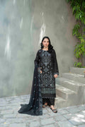 Charcoal Black Slub Viscose Suit With Crinkle Dupattal 3-Piece Suit – Unstitched