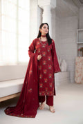 DARK RED LUXURY EMBROIDERED VELVET CRYSTAL SET