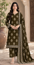 Dark Brown Unstitched Printed Lawn 2-Piece