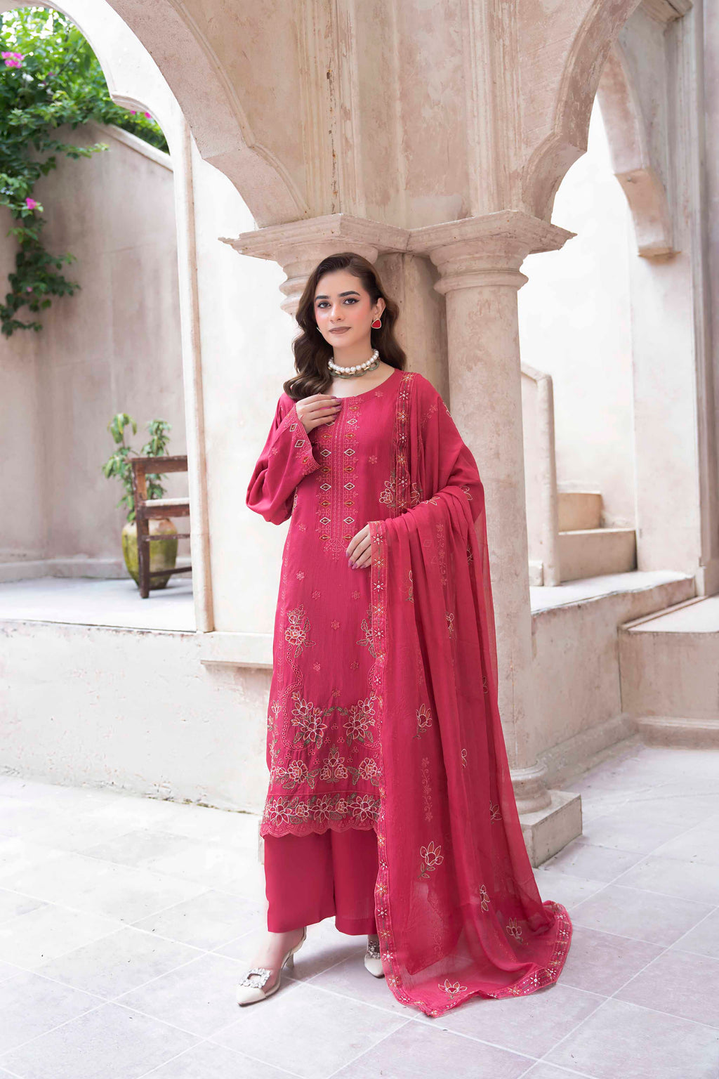 LUXURY ATISHI EMBROIDERED SLUB ZARI VISCOSE SET