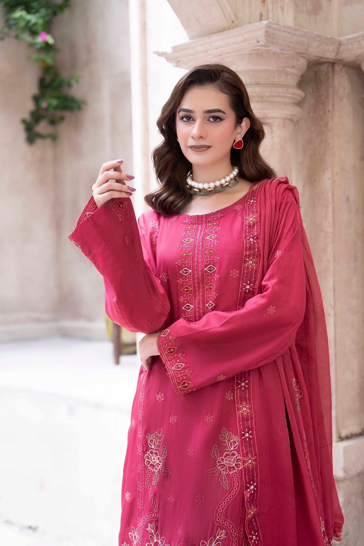 LUXURY ATISHI EMBROIDERED SLUB ZARI VISCOSE SET