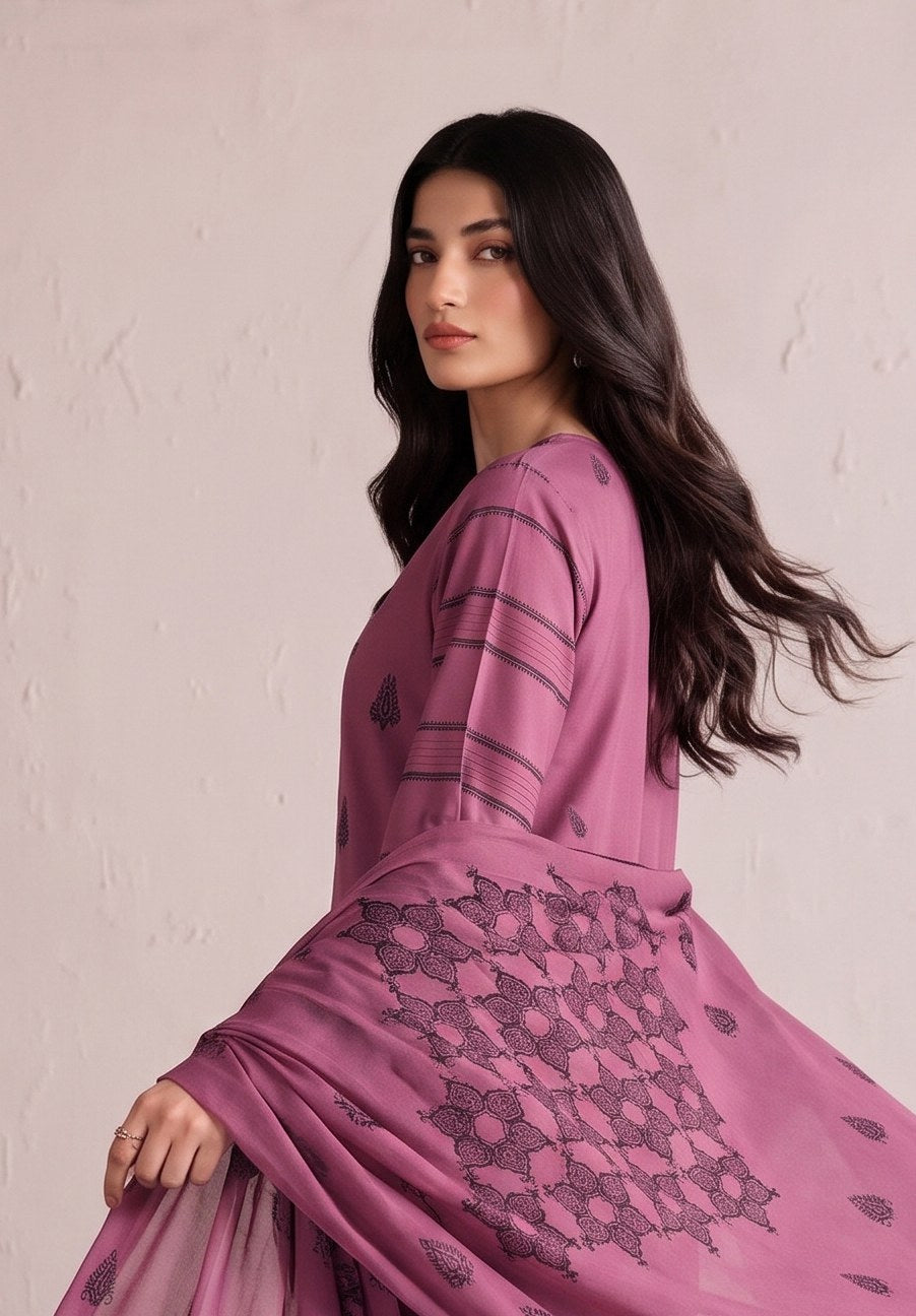 Dusty Pink Premium Velvet Barosha 3 Piece Suit– Unstitched