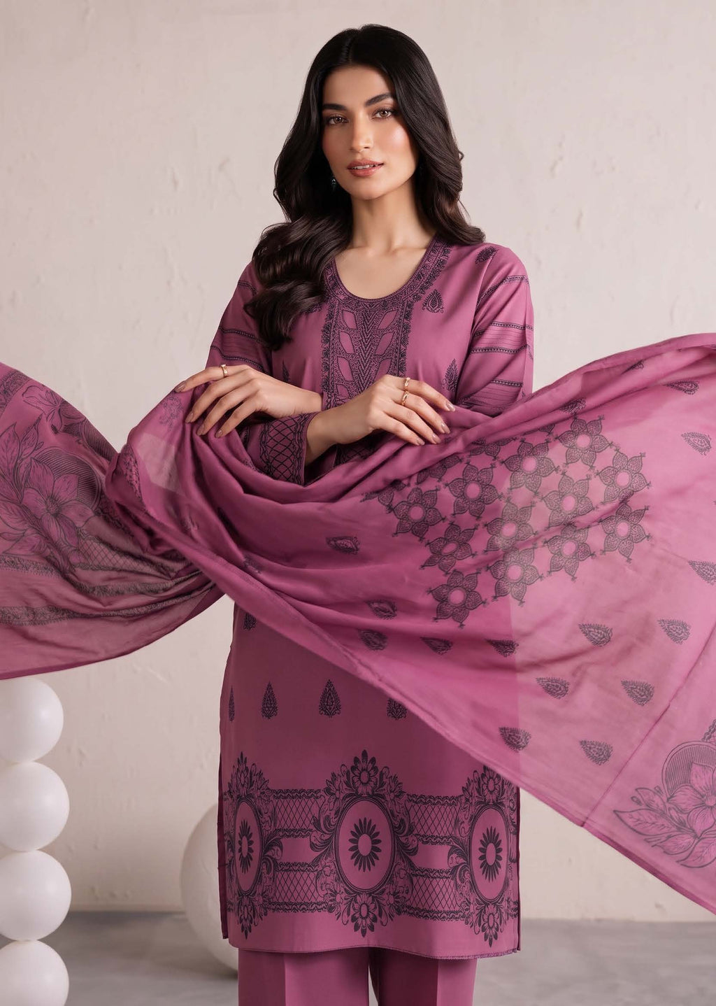 Dusty Pink Premium Velvet Barosha 3 Piece Suit– Unstitched
