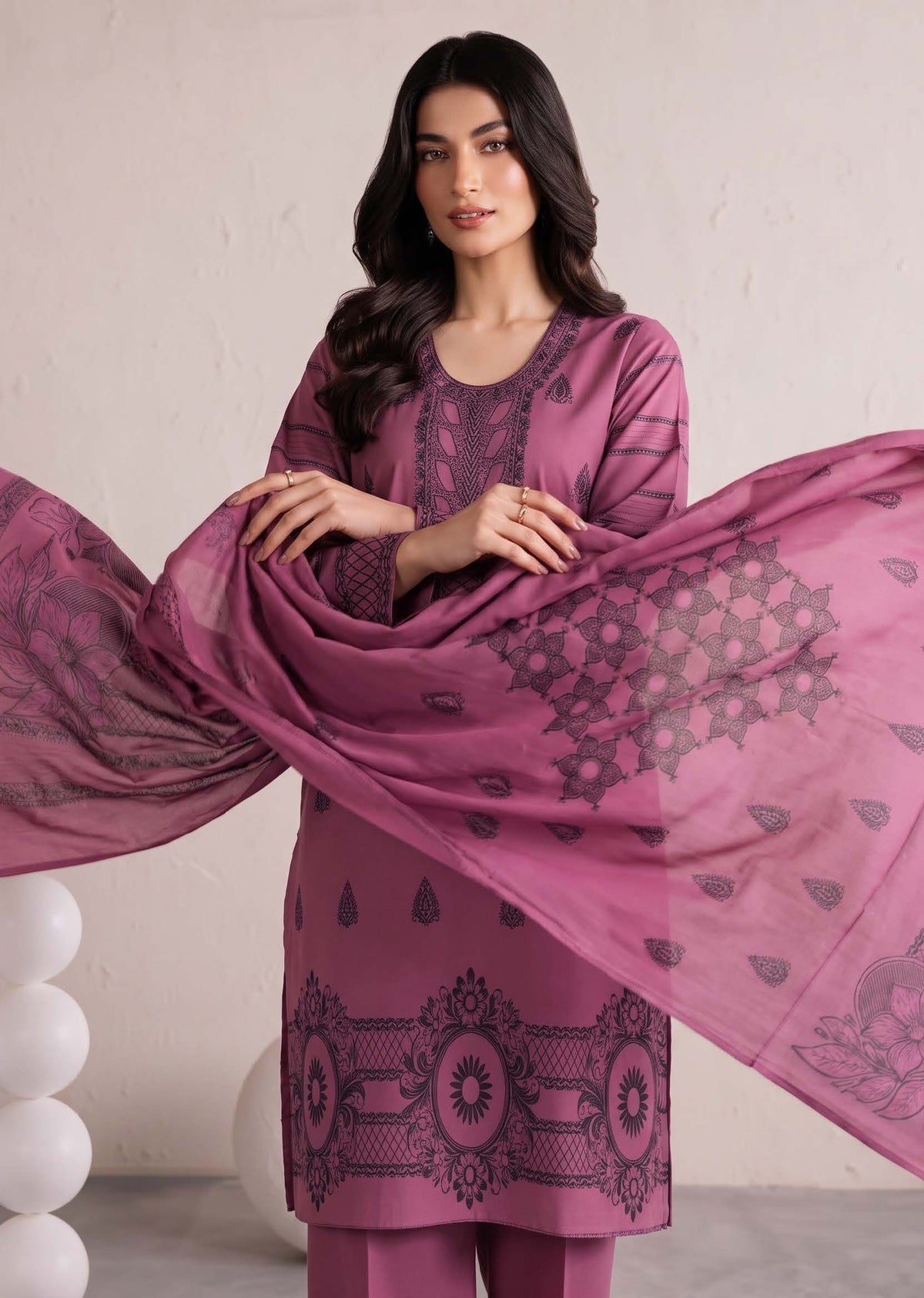 Dusty Pink Premium Velvet Barosha 3 Piece Suit– Unstitched