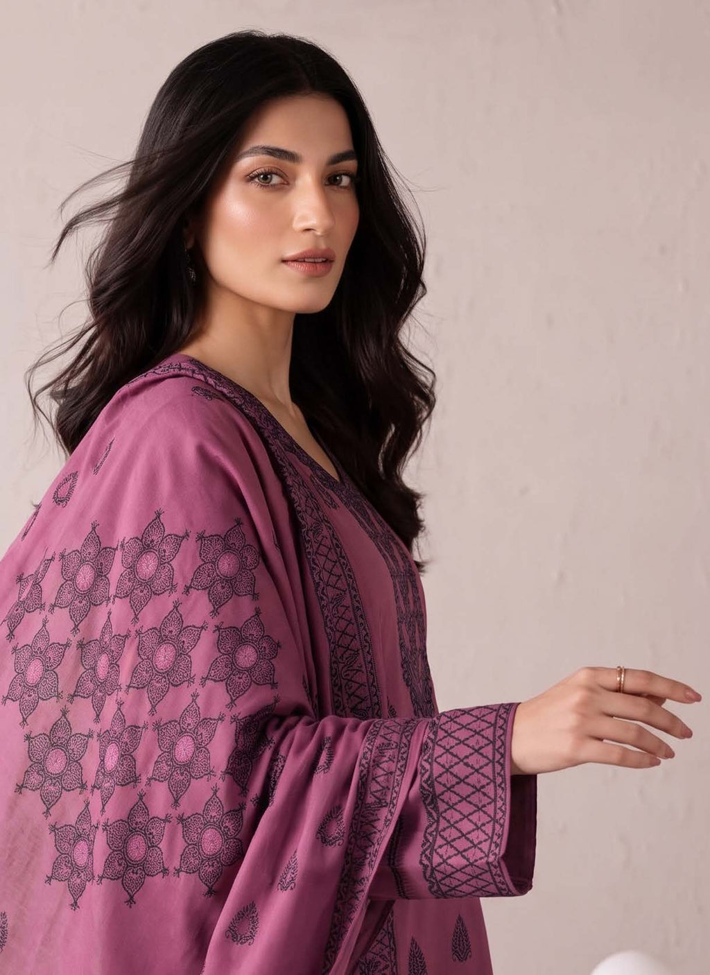Dusty Pink Premium Velvet Barosha 3 Piece Suit– Unstitched