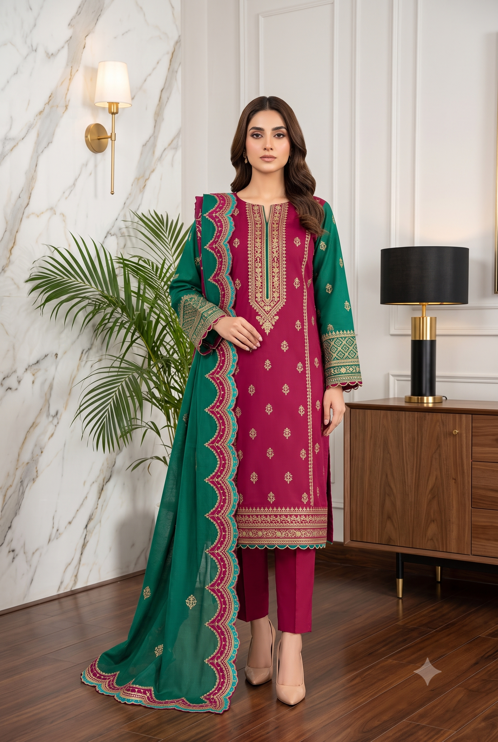 Anzish Embroidered 3-Pc