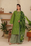 Green Embroidered Printed Khaddar Chicken Kari 3-Piece Suit