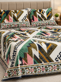 Green Geometric Tribal Crystal Cotton King Bed Set