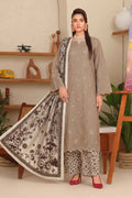 Grey Embroidered Printed Khaddar Chicken Kari 3-Piece Suit