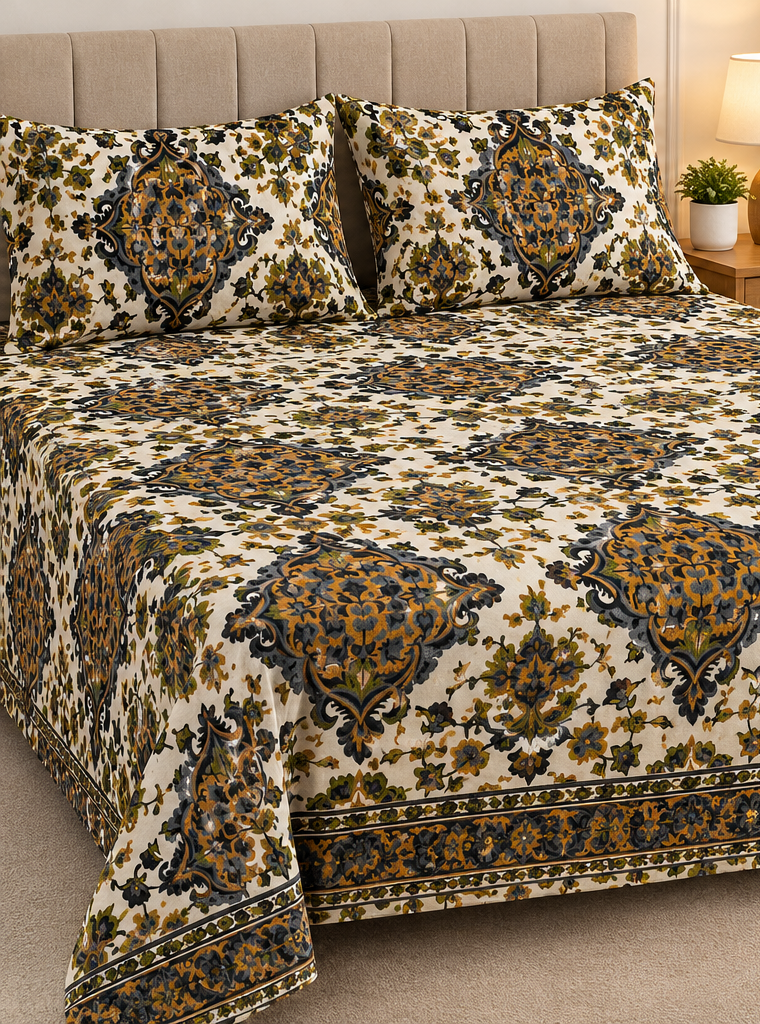 Grey Crystal Cotton King Bed Set
