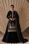 Jet Black Embroidered Velvet 3-Piece Wedding Suit