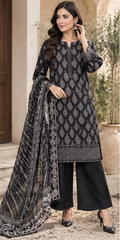 Jet Black Unstitched Embroidered Lawn Suit 3-Piece
