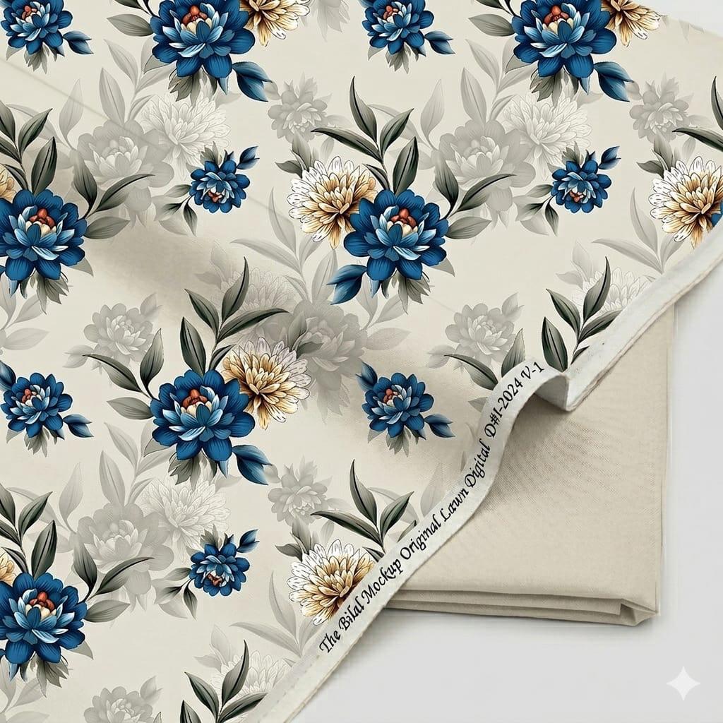 Beige Unstitched Printed Lawn 2-Piece