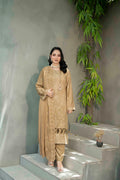 Light Khaki  Slub Viscose Suit With Crinkle Dupattal 3-Piece Suit – Unstitched