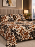 Luxury Brown Floral Crystal Cotton King Bed Set