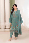MINT GREEN LUXURY EMBROIDERED VELVET STRIPE CHAMKI SET