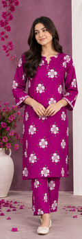 Magenta Unstitched Printed Lawn 2-Piece Suit