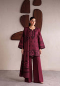 Maroon Premium Velvet Barosha 3 Piece Suit– Unstitched