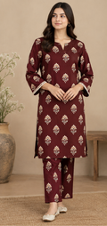 Maroon Unstitched Printed Lawn 2-Piece Suit