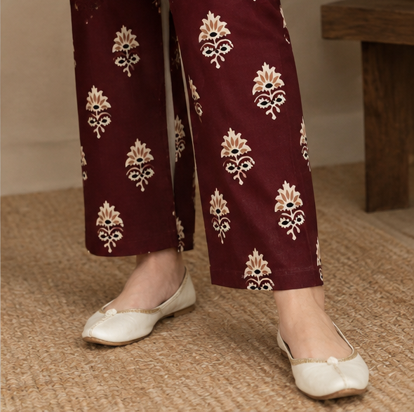 Maroon Unstitched Printed Lawn 2-Piece Suit