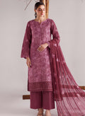 Mauve Embroidered Karandi 3-Piece Suit – Unstitched
