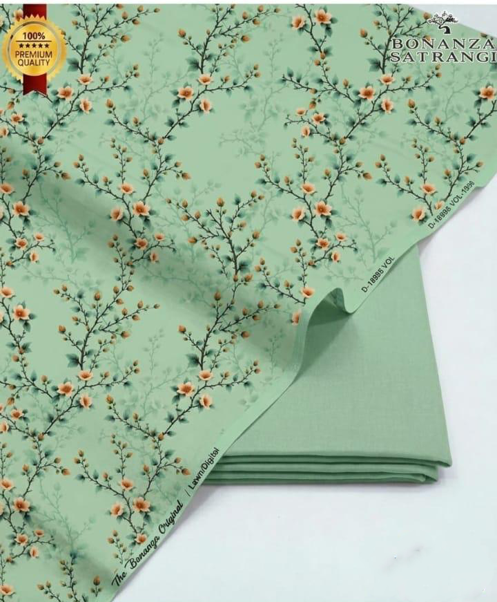 Mint Green Unstitched Printed Lawn 2-Piece