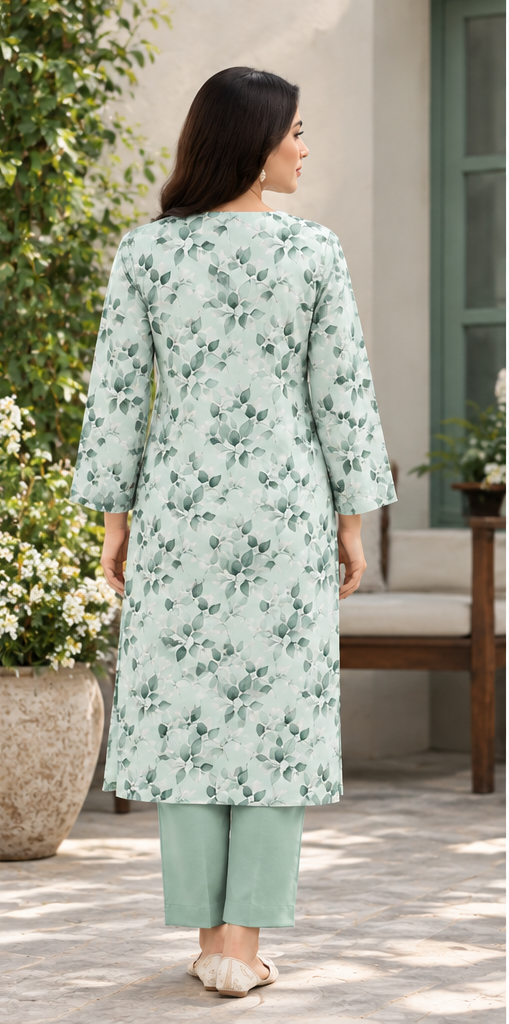 Mint Green Unstitched Printed Lawn 2-Piece Suit