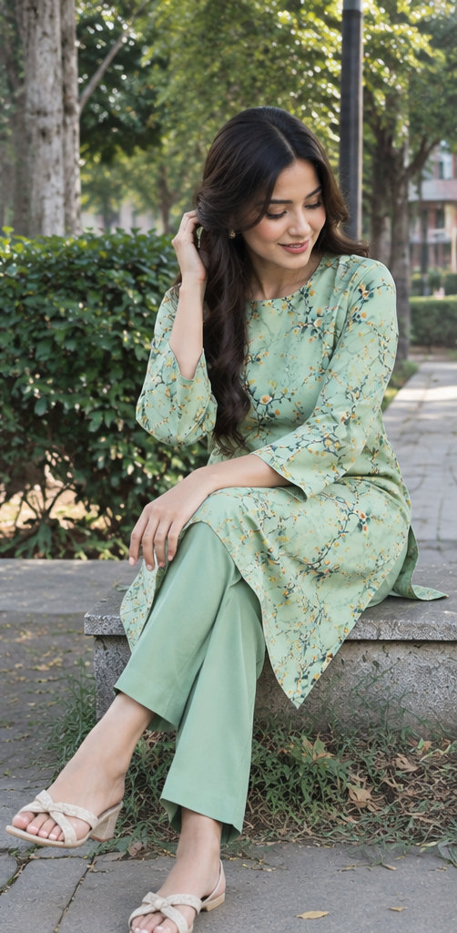 Mint Green Unstitched Printed Lawn 2-Piece