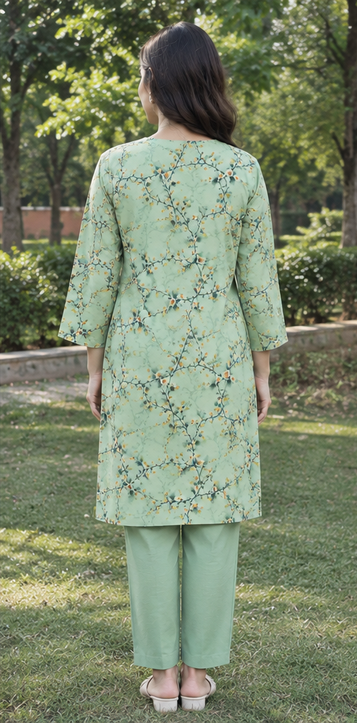 Mint Green Unstitched Printed Lawn 2-Piece