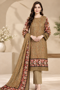 Gold Unstitched Embroidered Digital Lawn Suit 3-Piece