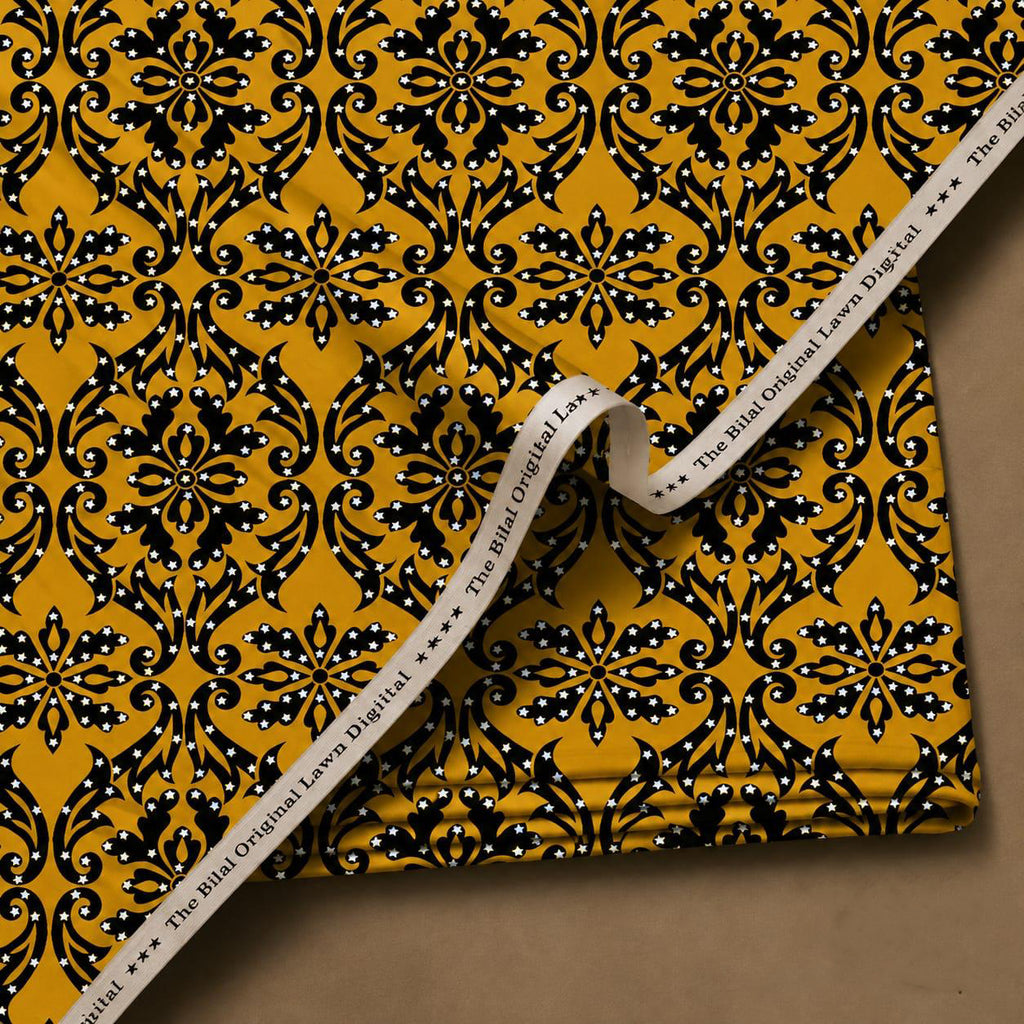 Mustard Yellow Unstitched Printed Lawn 2-Piece