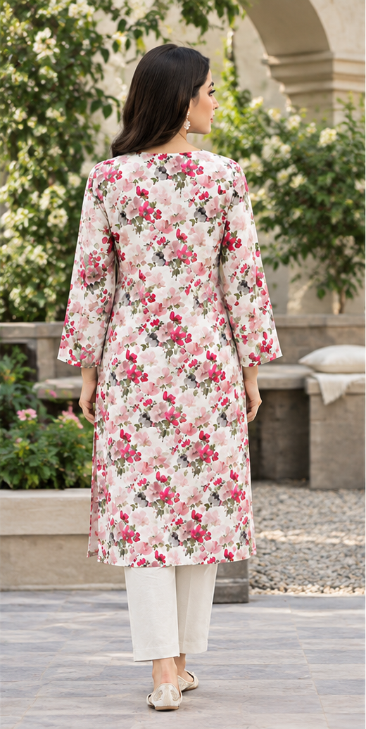 Off-White Unstitched Printed Lawn 2-Piece Suit