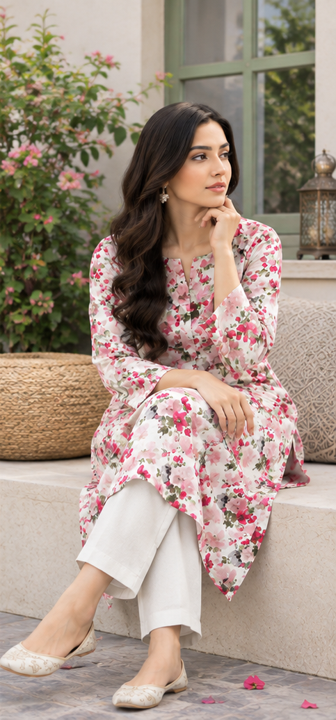 Off-White Unstitched Printed Lawn 2-Piece Suit