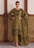 Olive Green Premium Velvet Barosha 3 Piece Suit– Unstitched