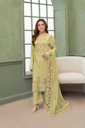 Olive Green Embroidered Piece Suit with Crinkle Dupatta 3-Piece Suit