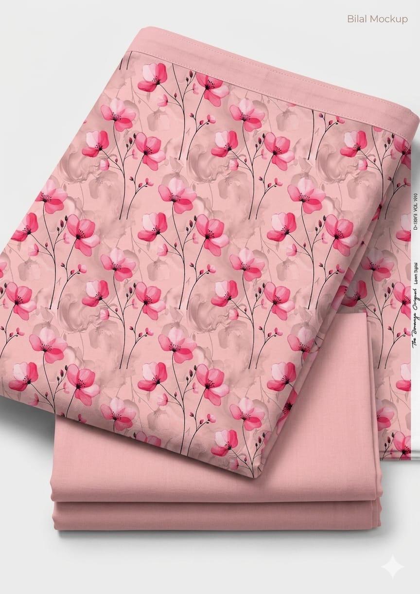 Pink Unstitched Printed Lawn 2-Piece Suit