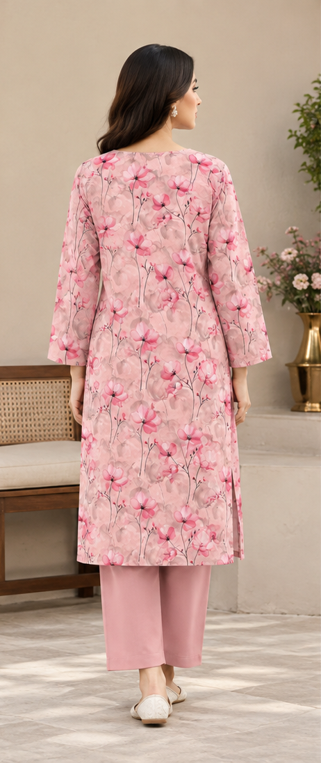 Pink Unstitched Printed Lawn 2-Piece Suit