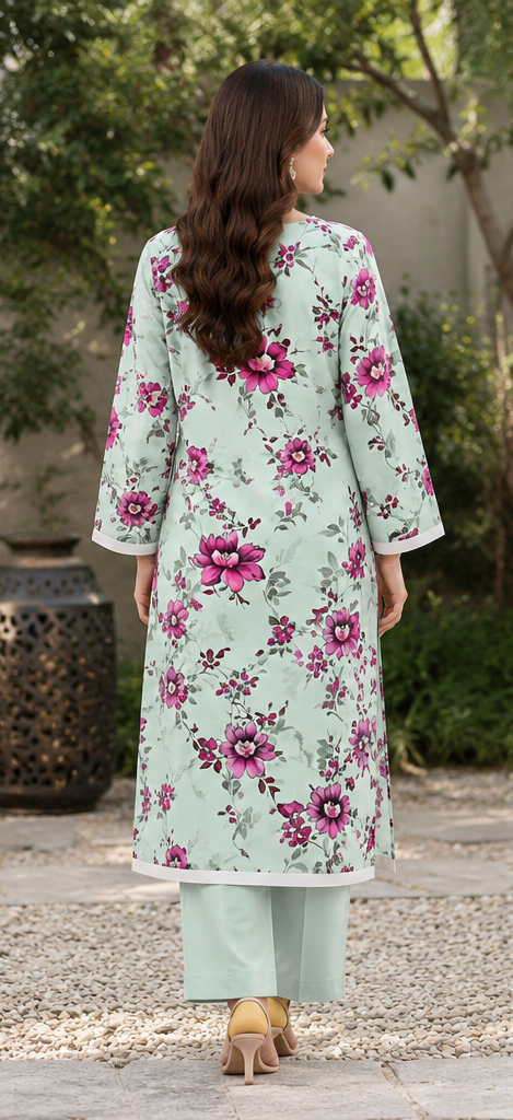 Pistachio Green Unstitched Printed Lawn 2-Piece Suit