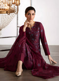 Plum Embroidered Karandi 3-Piece Suit – Unstitched