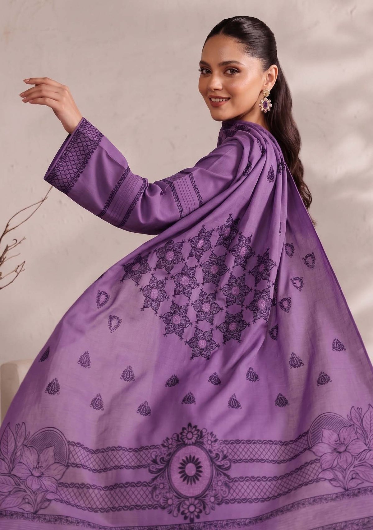 Purple Premium Velvet Barosha 3 Piece Suit– Unstitched