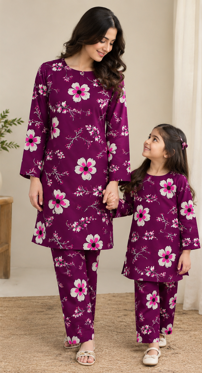 Purple Unstitched Printed Lawn 2-Piece