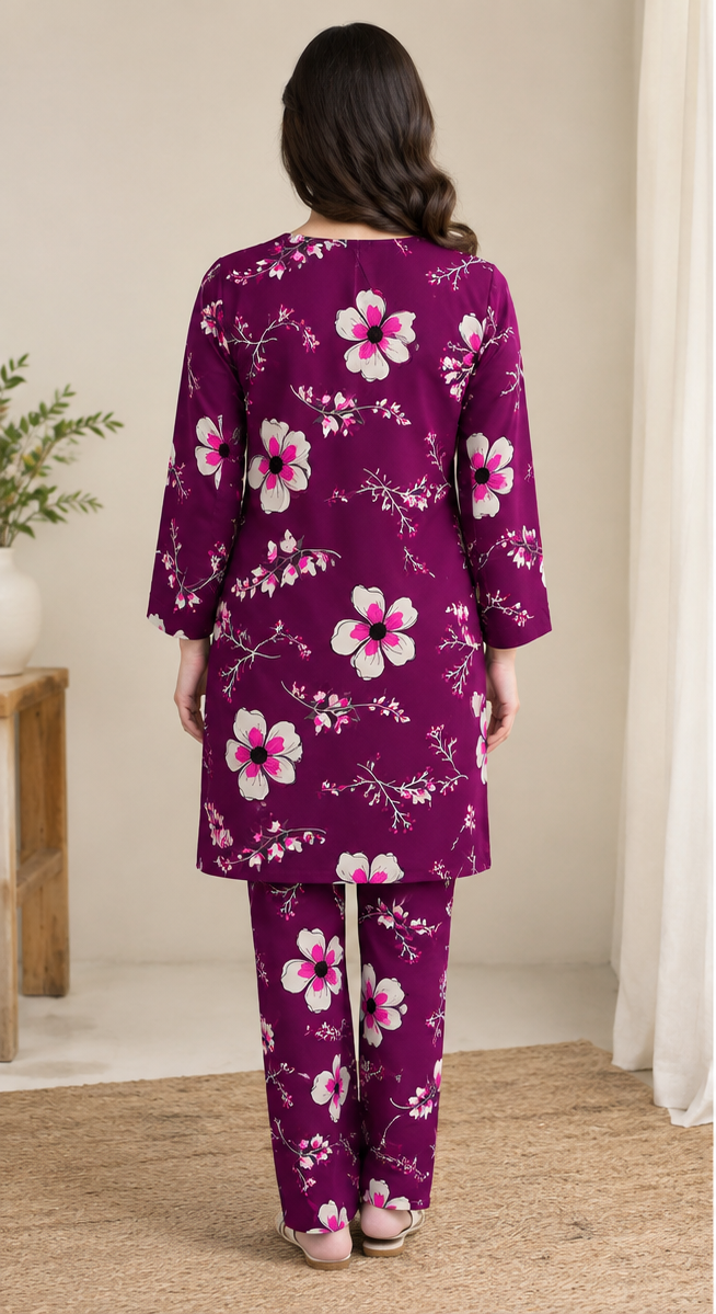 Purple Unstitched Printed Lawn 2-Piece