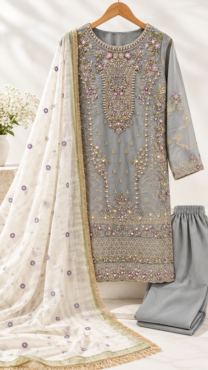 Royal Ivory Embroidered 3 Piece Pret Suit