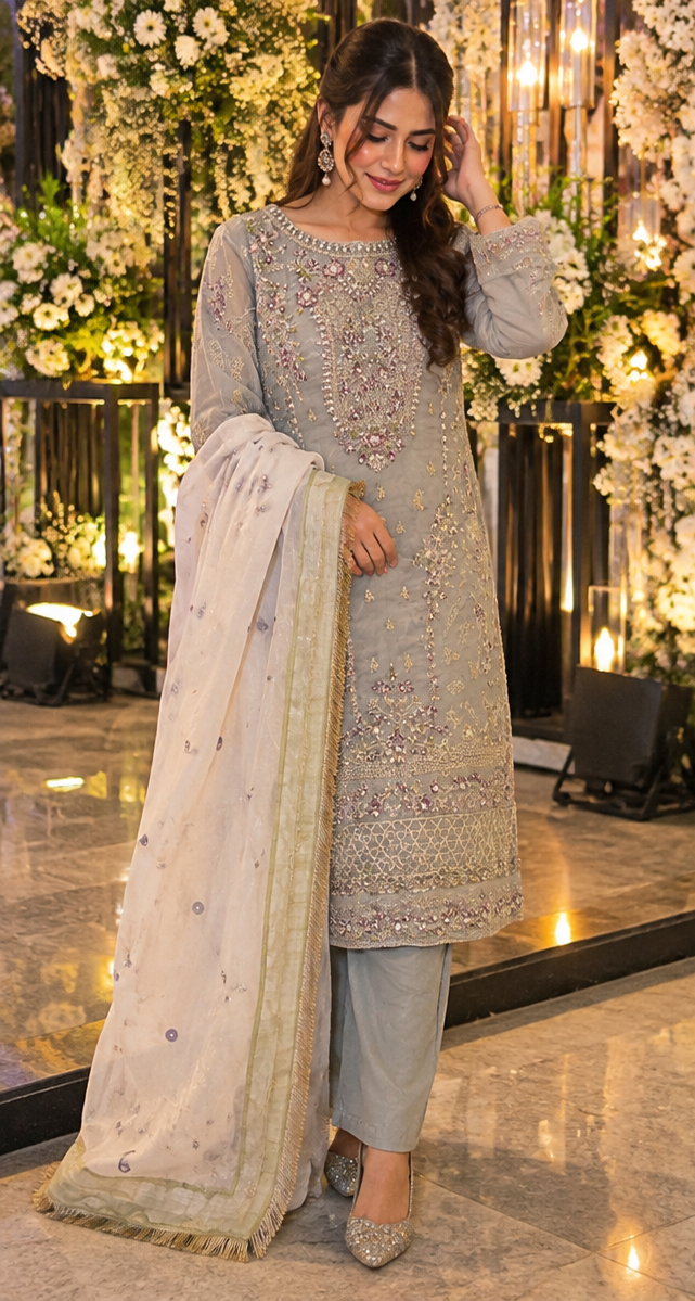 Royal Ivory Embroidered 3 Piece Pret Suit