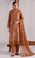Rust Orange Embroidered Karandi 3-Piece Suit – Unstitched