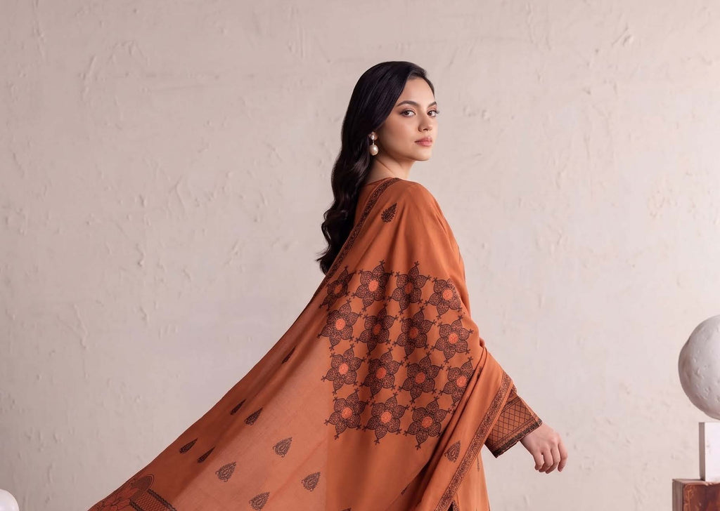 Rust Orange Premium Velvet Barosha 3 Piece Suit– Unstitched
