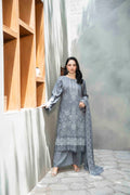 Slate Grey Slub Viscose Suit With Crinkle Dupattal 3-Piece Suit – Unstitched